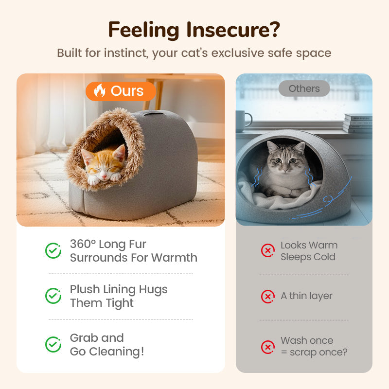 🎁 50%OFF! 💥🐾 Winter Warm Pet Cave Bed – Cozy Den for Cats & Small Dogs ❄️❤️