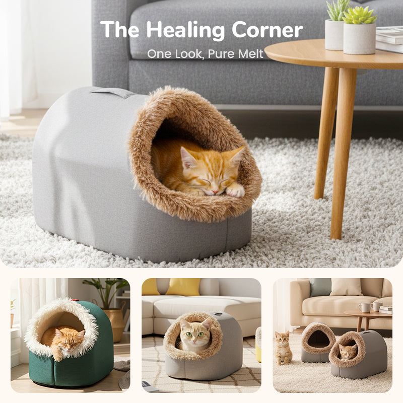 🎁 50%OFF! 💥🐾 Winter Warm Pet Cave Bed – Cozy Den for Cats & Small Dogs ❄️❤️