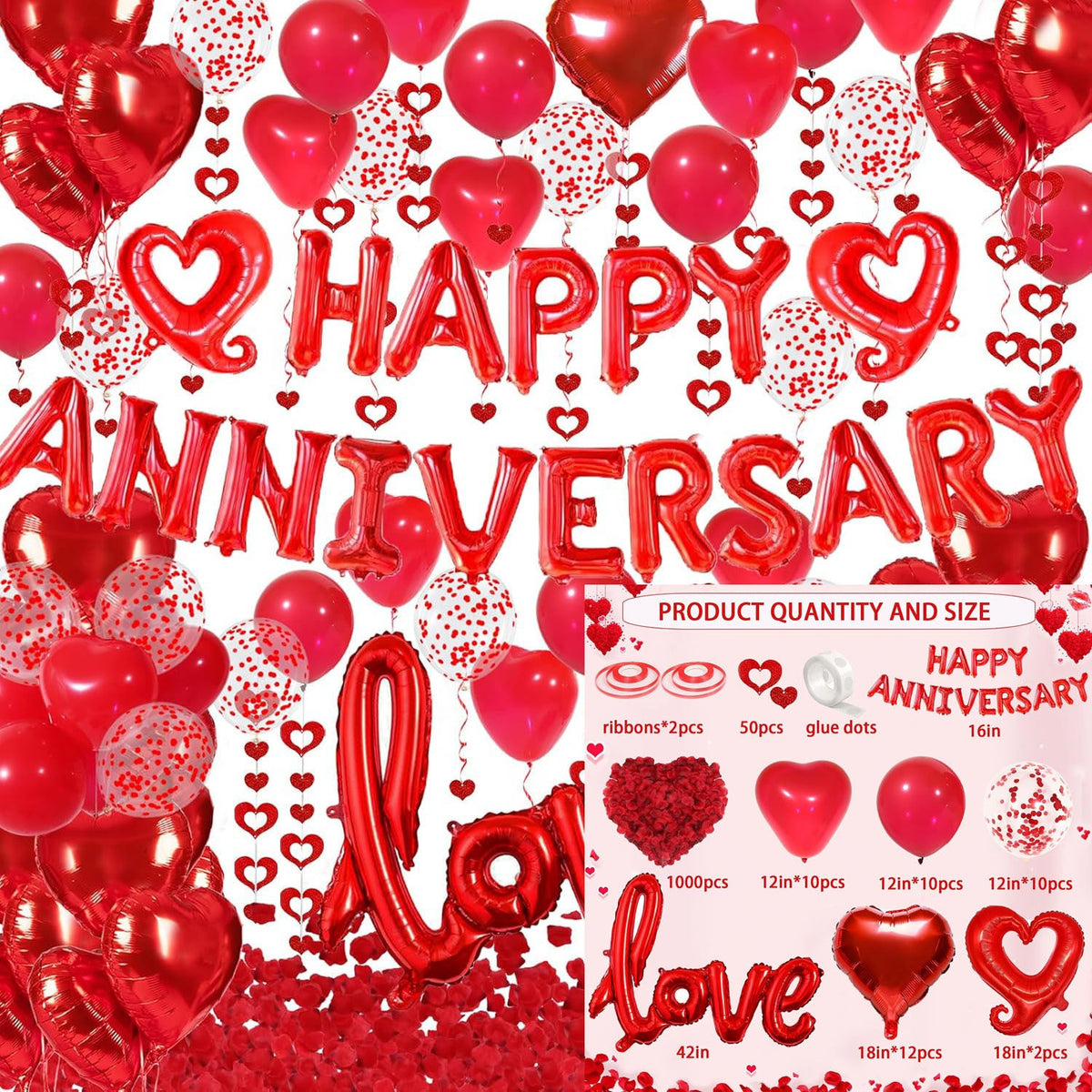 52PCS Valentine’s Day Heart Balloons Set
