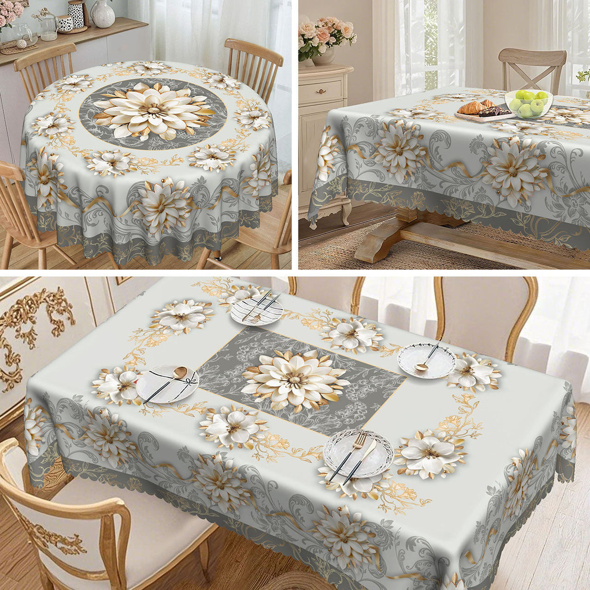 Waterproof Floral Print Tablecloth for Dining & Parties