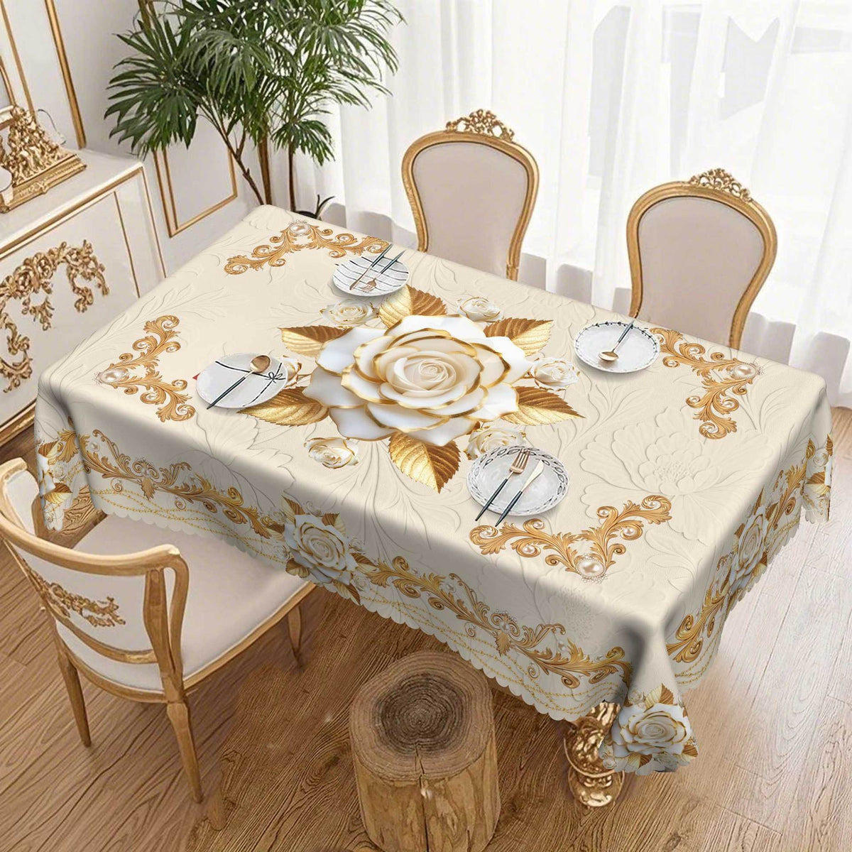 Waterproof Floral Print Tablecloth for Dining & Parties