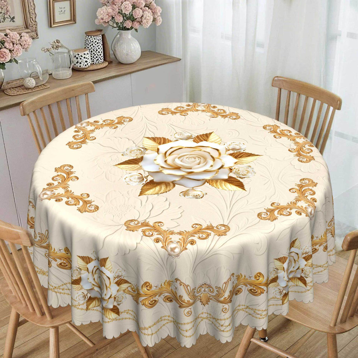 Waterproof Floral Print Tablecloth for Dining & Parties