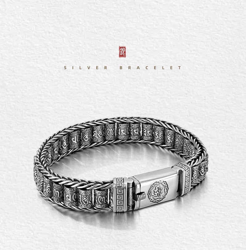 💎 50% OFF! 💎 Tibetan Prayer Wheel Bracelet – 925 Sterling Silver, Lucky Charm & Valentine's Day Gift