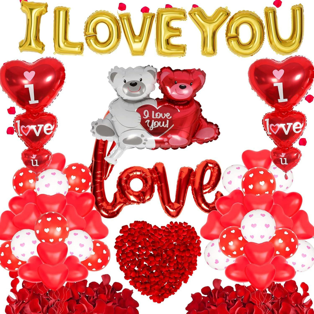 52PCS Valentine’s Day Heart Balloons Set