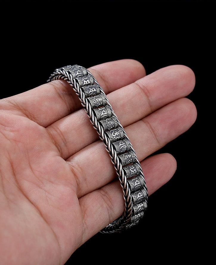 💎 50% OFF! 💎 Tibetan Prayer Wheel Bracelet – 925 Sterling Silver, Lucky Charm & Valentine's Day Gift