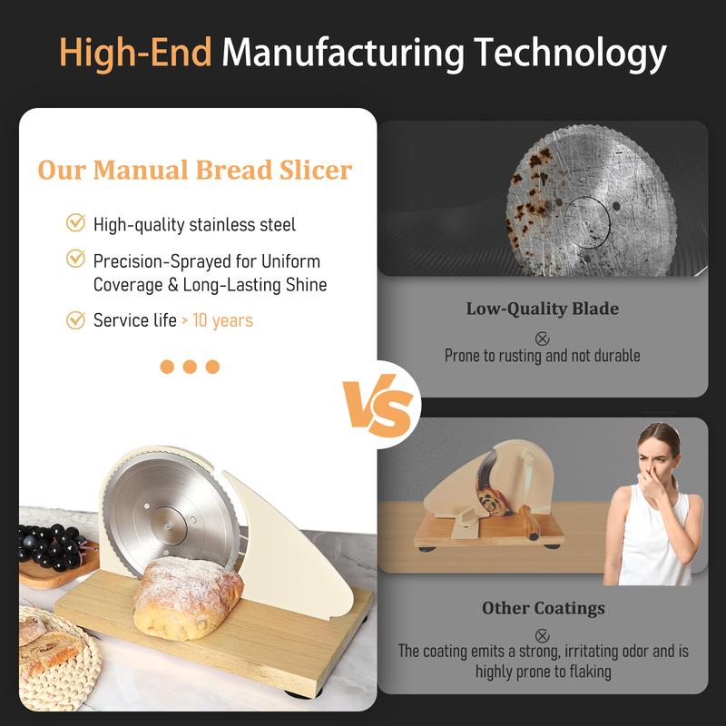 Manual Bread Slicer | Metal Guide & Adjustable Thickness