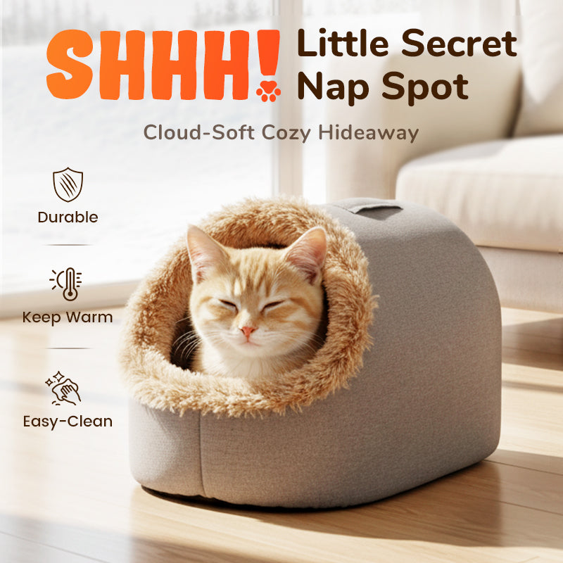 🎁 50%OFF! 💥🐾 Winter Warm Pet Cave Bed – Cozy Den for Cats & Small Dogs ❄️❤️