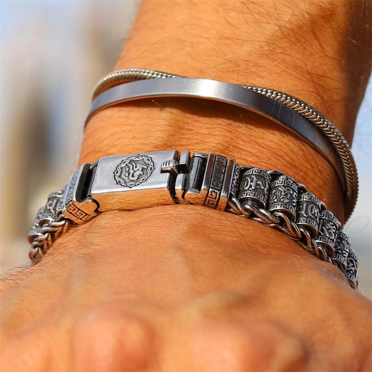 💎 50% OFF! 💎 Tibetan Prayer Wheel Bracelet – 925 Sterling Silver, Lucky Charm & Valentine's Day Gift
