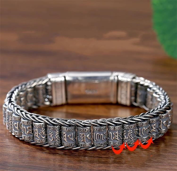 💎 50% OFF! 💎 Tibetan Prayer Wheel Bracelet – 925 Sterling Silver, Lucky Charm & Valentine's Day Gift