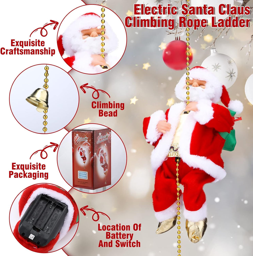 🎄Electric Fireplace Climbing Santa Claus Musical Toys