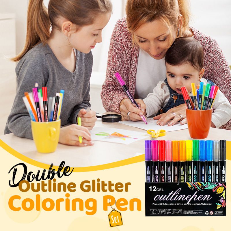🎅Christmas Special Deals⚡50K+ SOLD!🎁Double Outline Glitter Coloring Pen Set