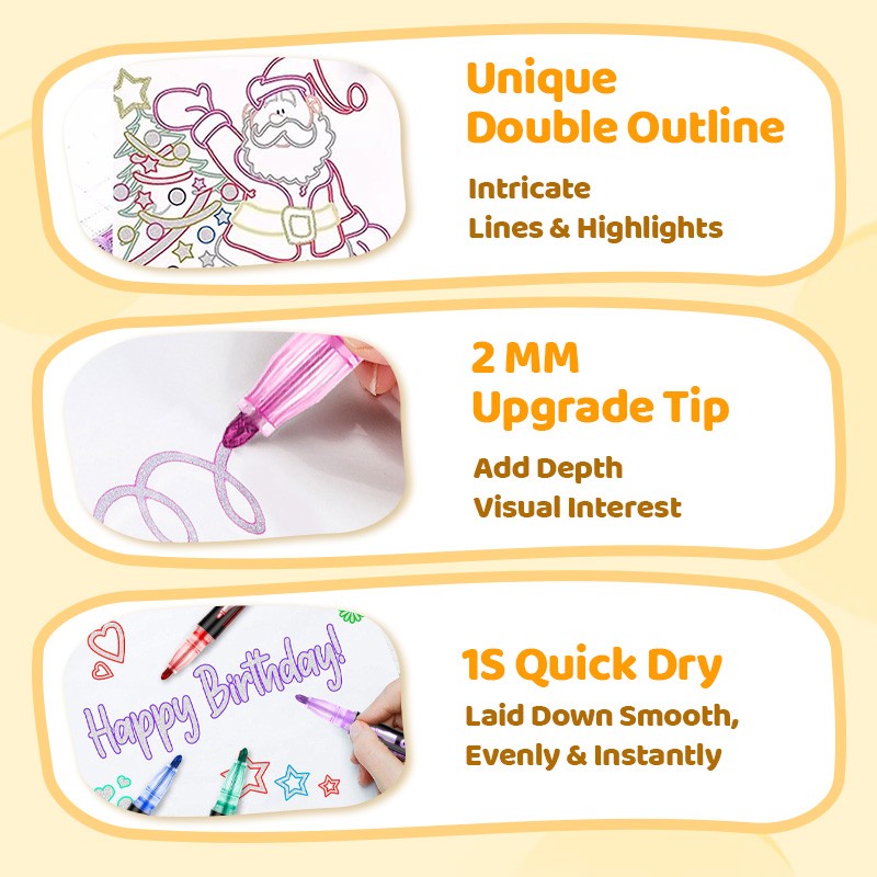 🎅Christmas Special Deals⚡50K+ SOLD!🎁Double Outline Glitter Coloring Pen Set