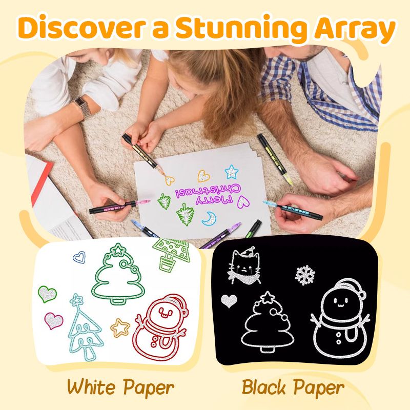 🎅Christmas Special Deals⚡50K+ SOLD!🎁Double Outline Glitter Coloring Pen Set