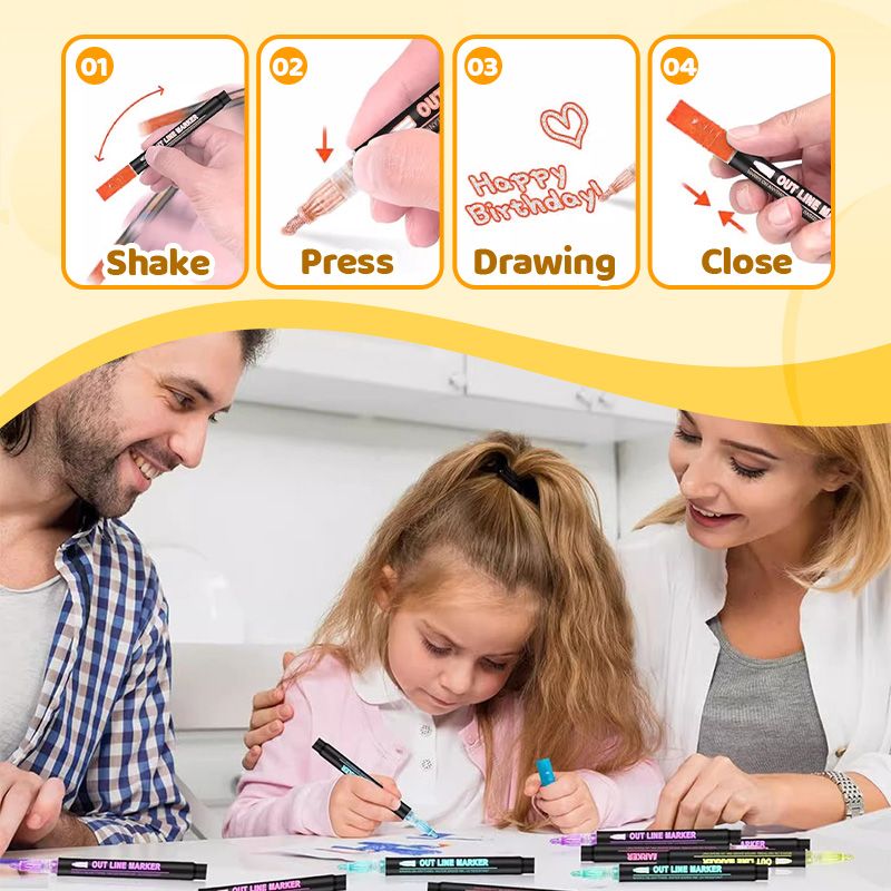 🎅Christmas Special Deals⚡50K+ SOLD!🎁Double Outline Glitter Coloring Pen Set