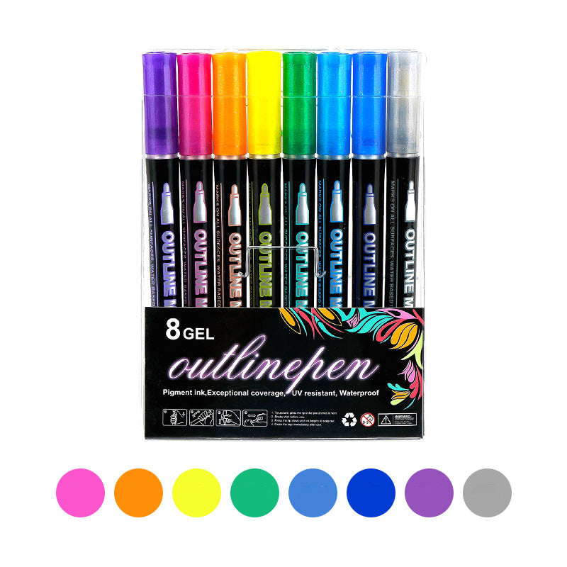 🎁 Double Outline Glitter Coloring Pen Set
