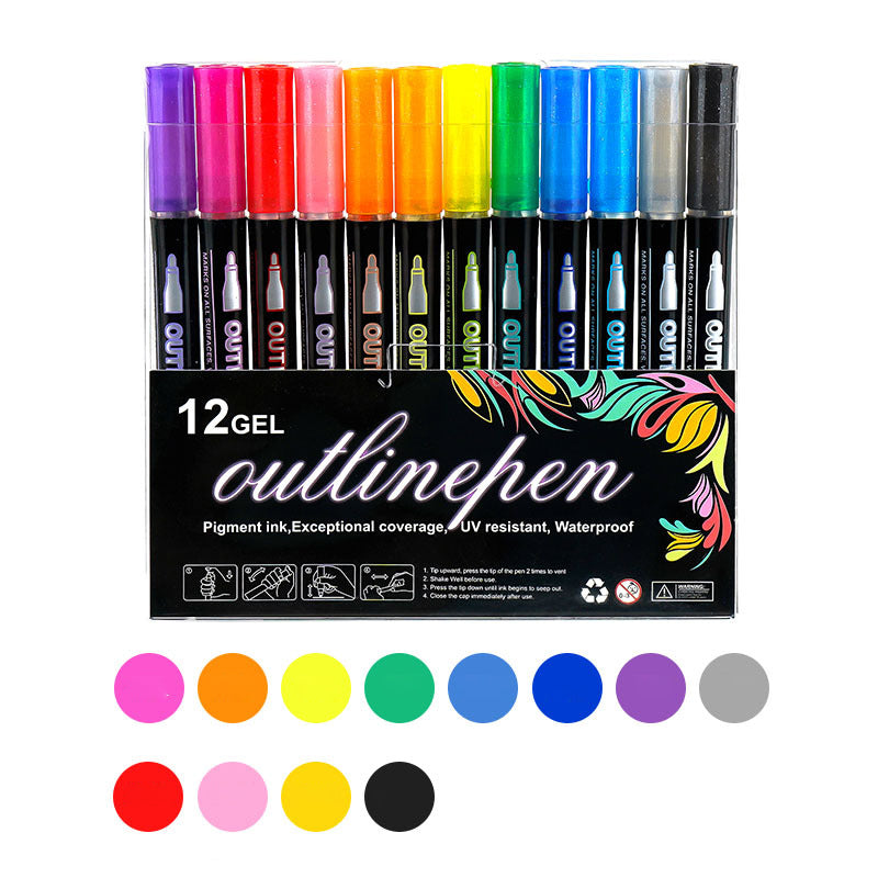 🎅Christmas Special Deals⚡50K+ SOLD!🎁Double Outline Glitter Coloring Pen Set