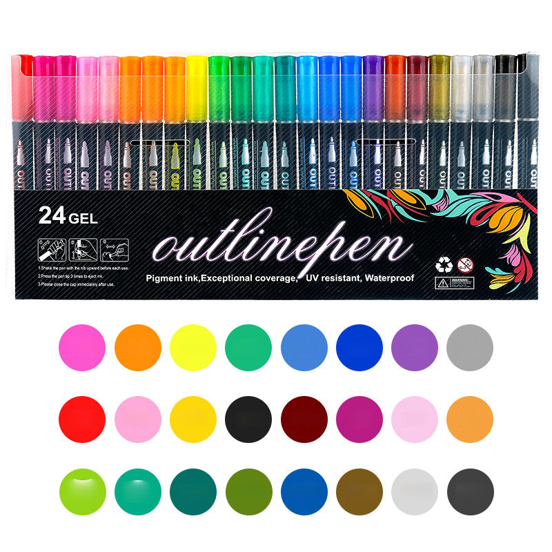 🎅Christmas Special Deals⚡50K+ SOLD!🎁Double Outline Glitter Coloring Pen Set