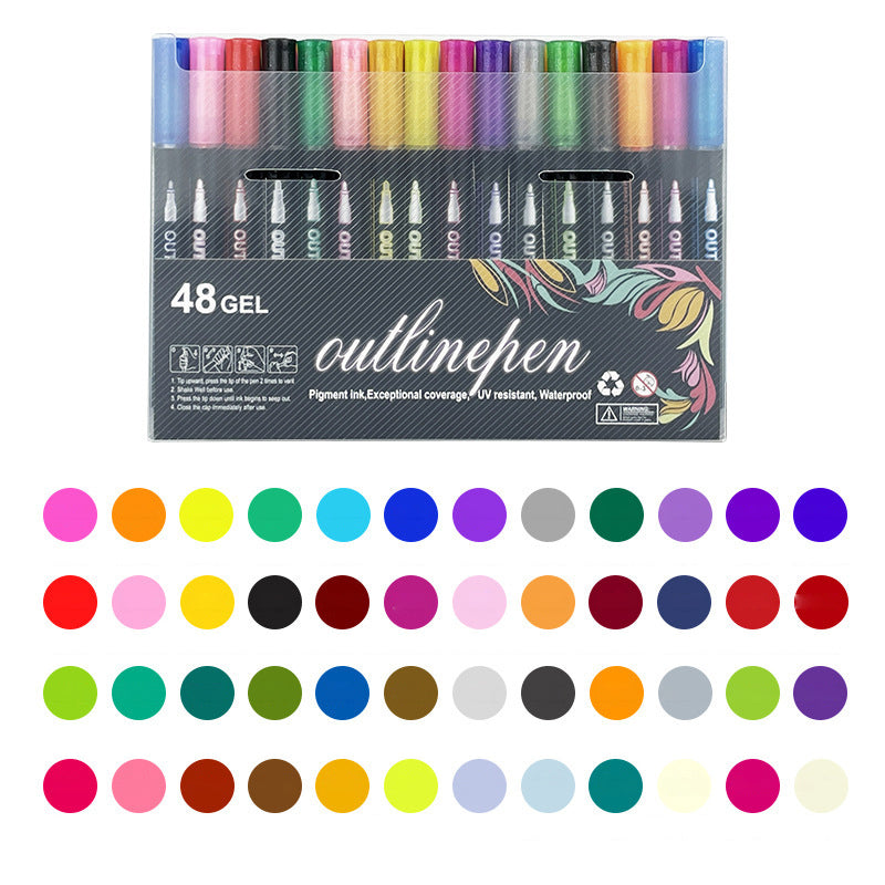🎅Christmas Special Deals⚡50K+ SOLD!🎁Double Outline Glitter Coloring Pen Set