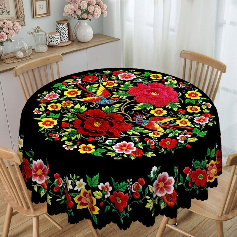 🔥New Year's Special Offer:50% OFF🎉Mexican Floral Tablecloth with Scalloped Edge🏵️