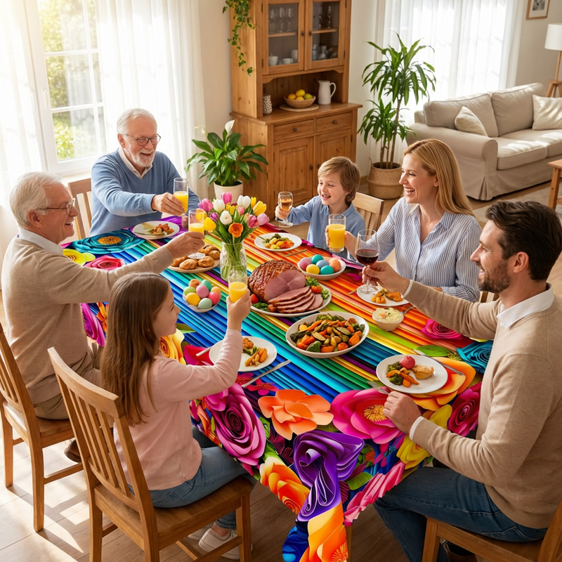 Waterproof Floral Print Tablecloth for Dining & Parties