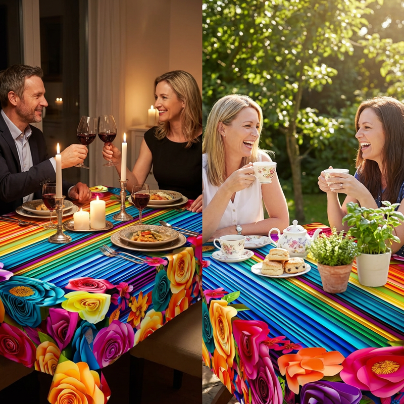 Waterproof Floral Print Tablecloth for Dining & Parties