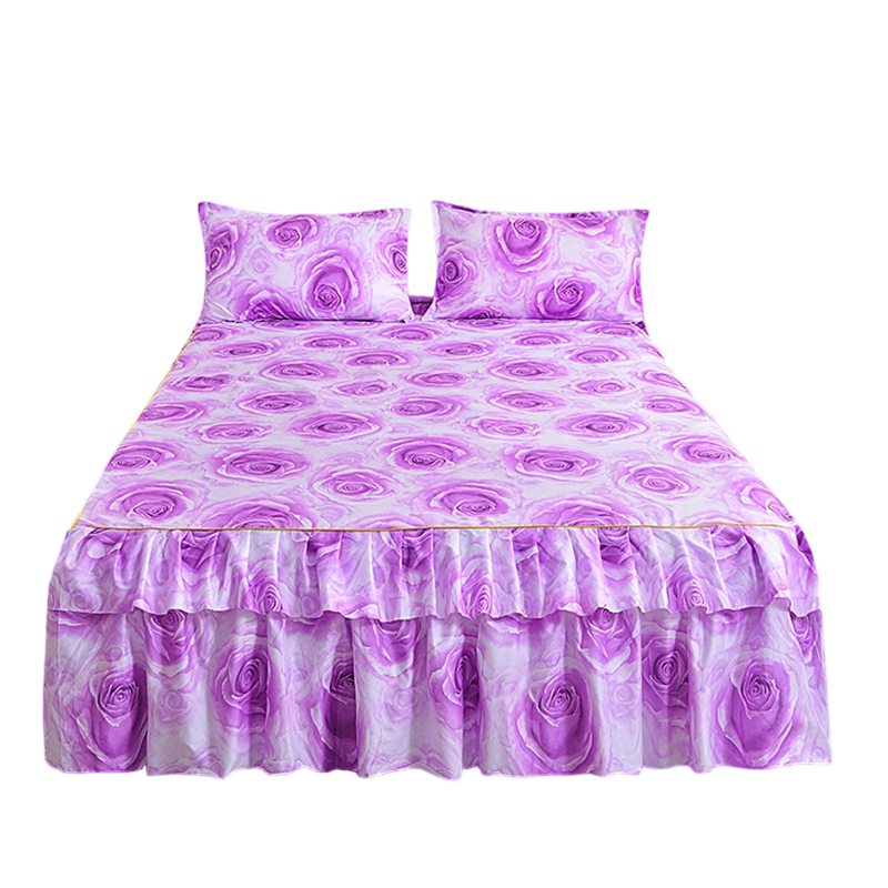 💐Multi-Size 3-Piece Floral Ruffled Bed Skirt Set