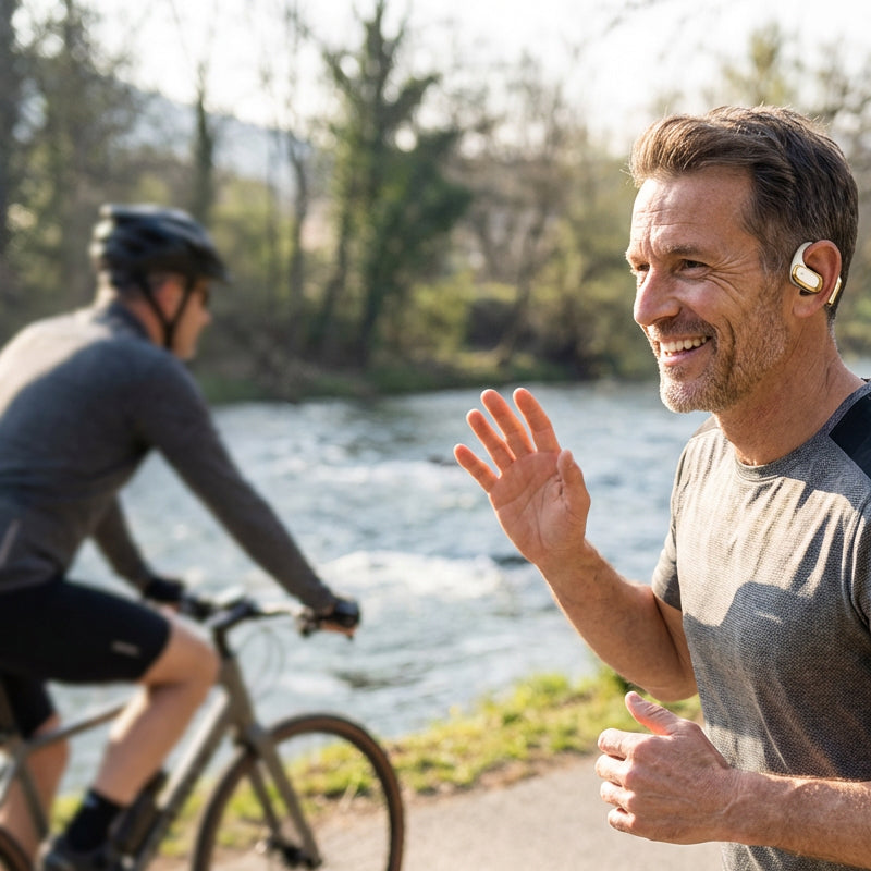🌀【Wireless open-ear headphones】— With air conduction technology✨, 🎵 music enters your ears while the world  remains outside.💫🌍