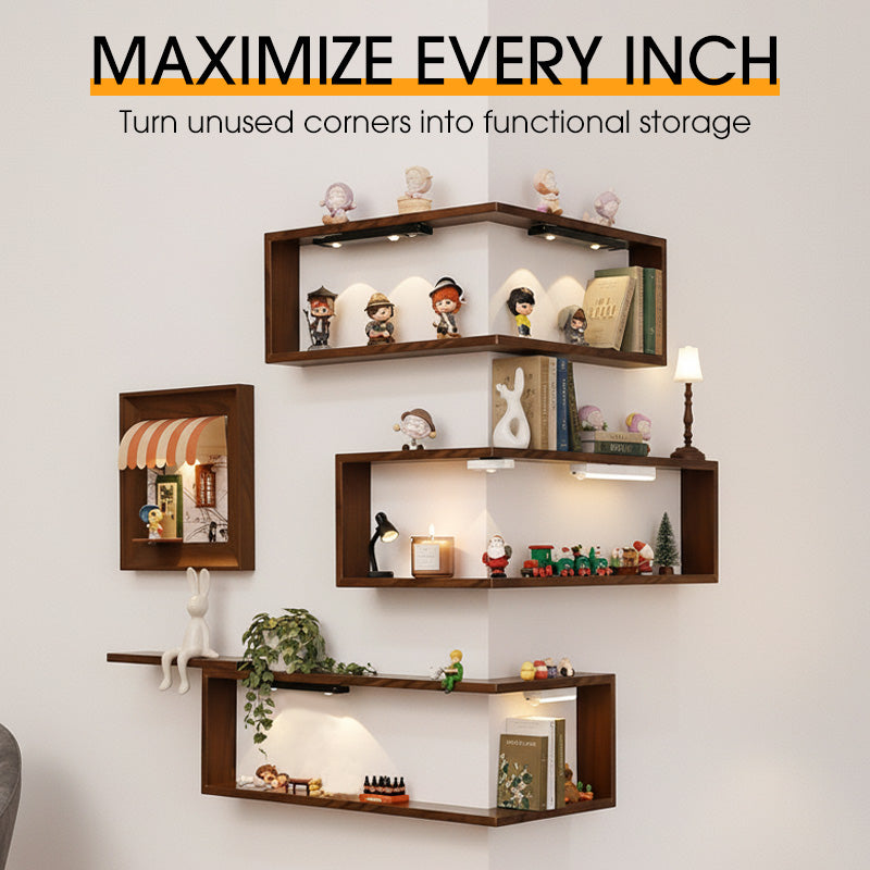 Rustic Wood Corner Wall Shelf