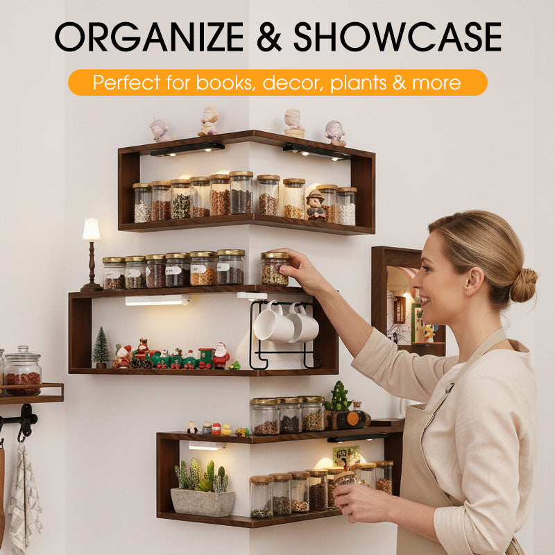 Rustic Wood Corner Wall Shelf