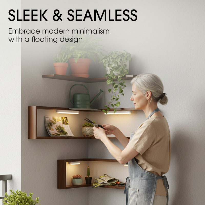 Rustic Wood Corner Wall Shelf