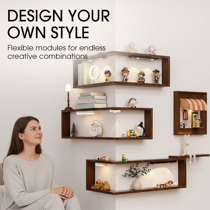 Rustic Wood Corner Wall Shelf