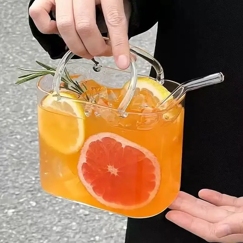 Handbag-Shaped Glass Cup with Handles