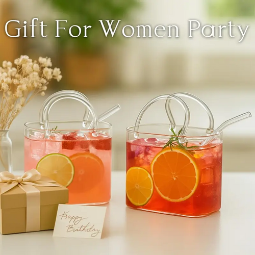 Handbag-Shaped Glass Cup with Handles