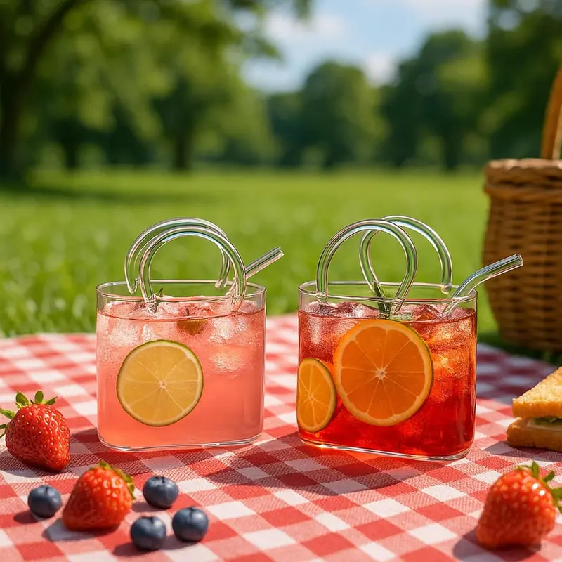Handbag-Shaped Glass Cup with Handles