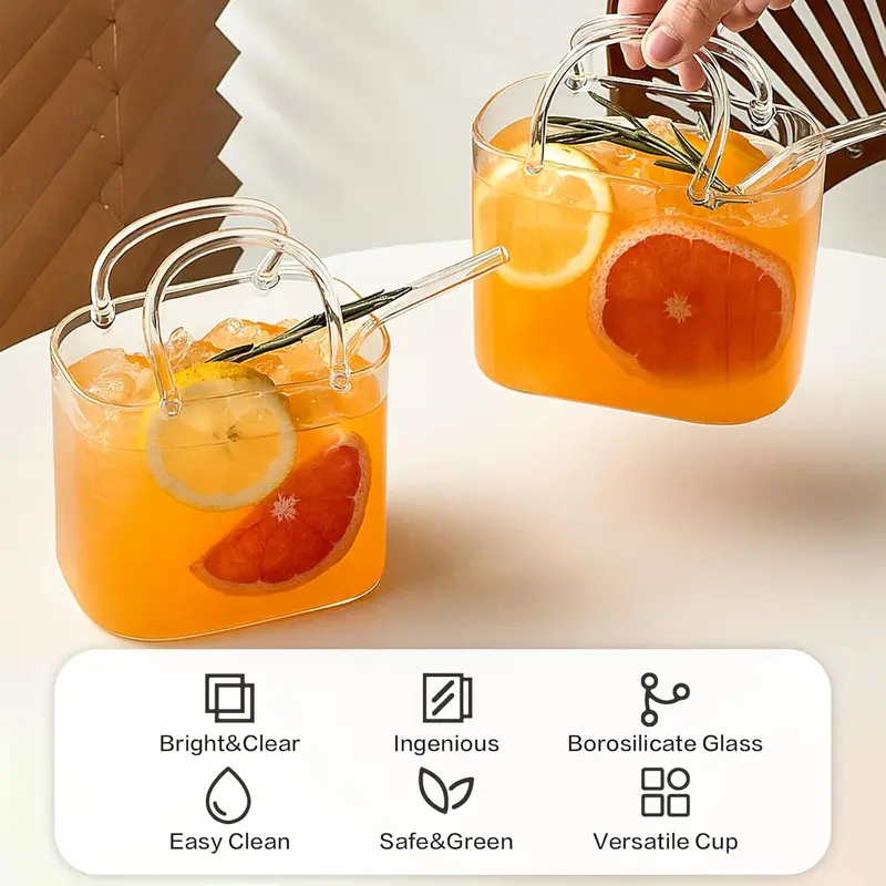 Handbag-Shaped Glass Cup with Handles