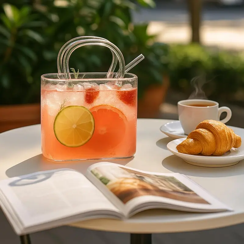 Handbag-Shaped Glass Cup with Handles
