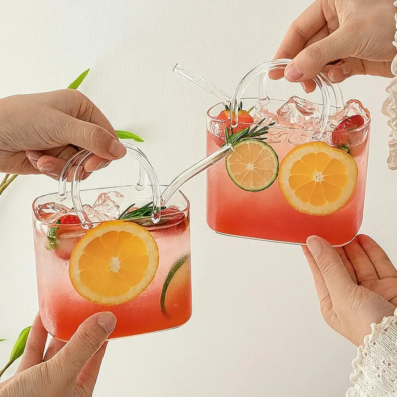 Handbag-Shaped Glass Cup with Handles