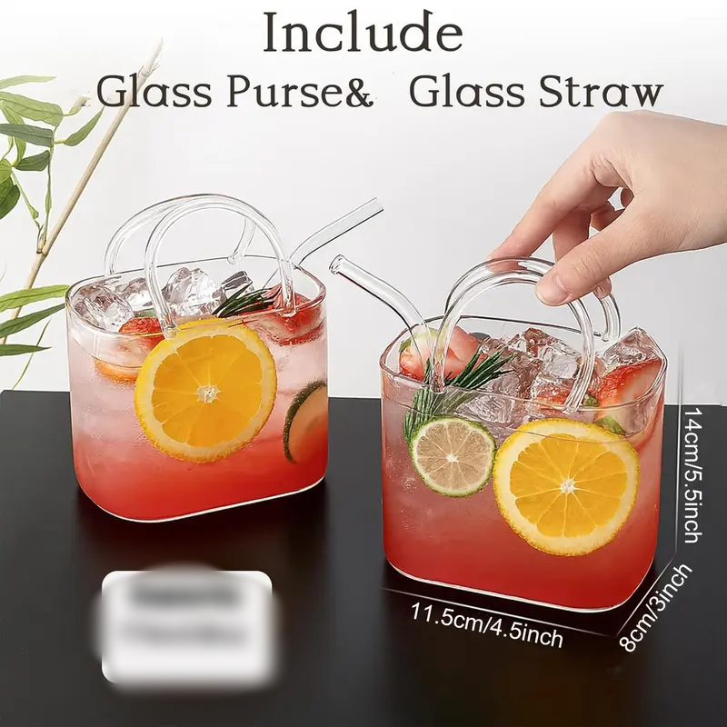 Handbag-Shaped Glass Cup with Handles